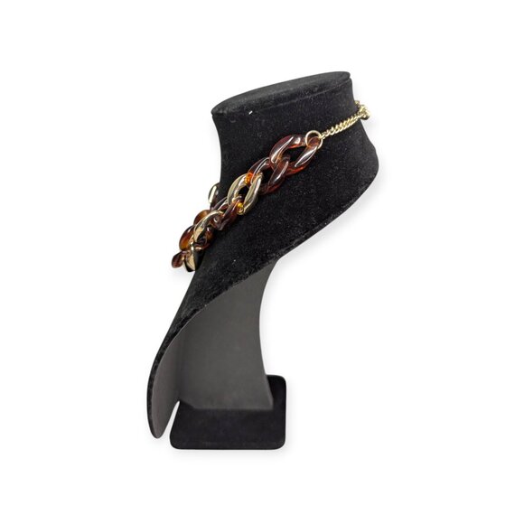 Vintage Signed J Crew Tortoise Chain Necklace w/Lobster Claw Clasp - Picture 8 of 13